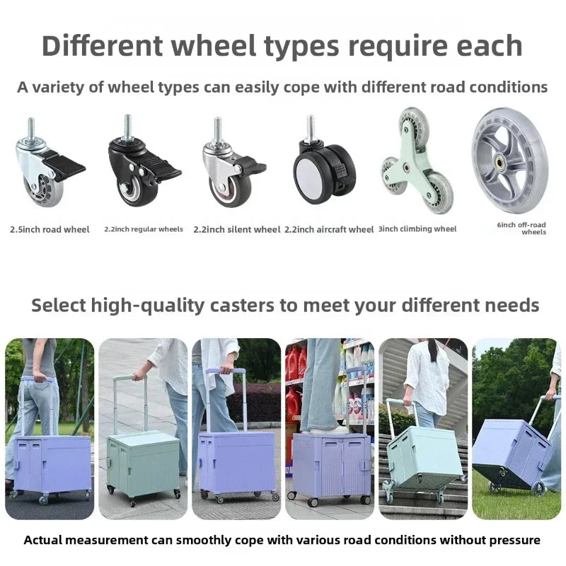 Multi-functional Shopping Cart Folding Light Carry Shopping Cart Camping Trailer Hand Pull Trolley Express Pull Goods Home Oasis Select