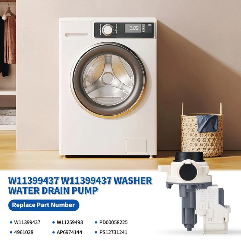 WISH W11399437 W11259498 Washer Drain Pump OEM Parts 120V 60Hz 1.2A For Whirlpool Maytag Kenmore Oasis Select
