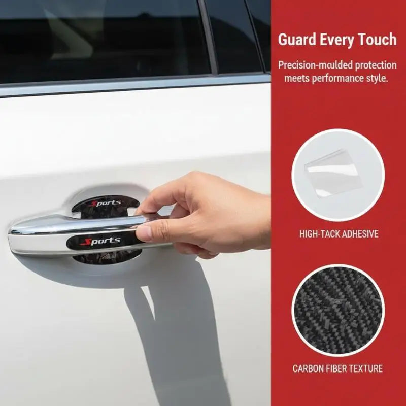 8PCS Car Door Handle Anti- Sticker Carbon Fibre Car Door Bowl Handle Protector Paint Protection Decorative Cover Oasis Select