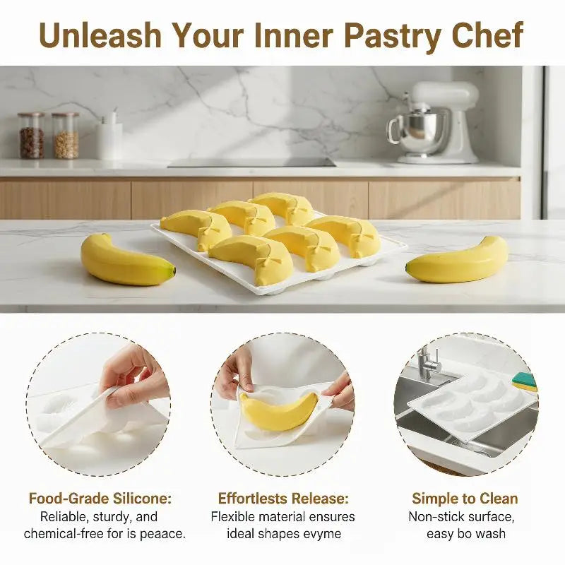 6/12 DIY Cavity Banana Mousse Cake Silicone Mold Chocolate Pudding Dessert French Pastry Baking Mold Candle Mold Oasis Select