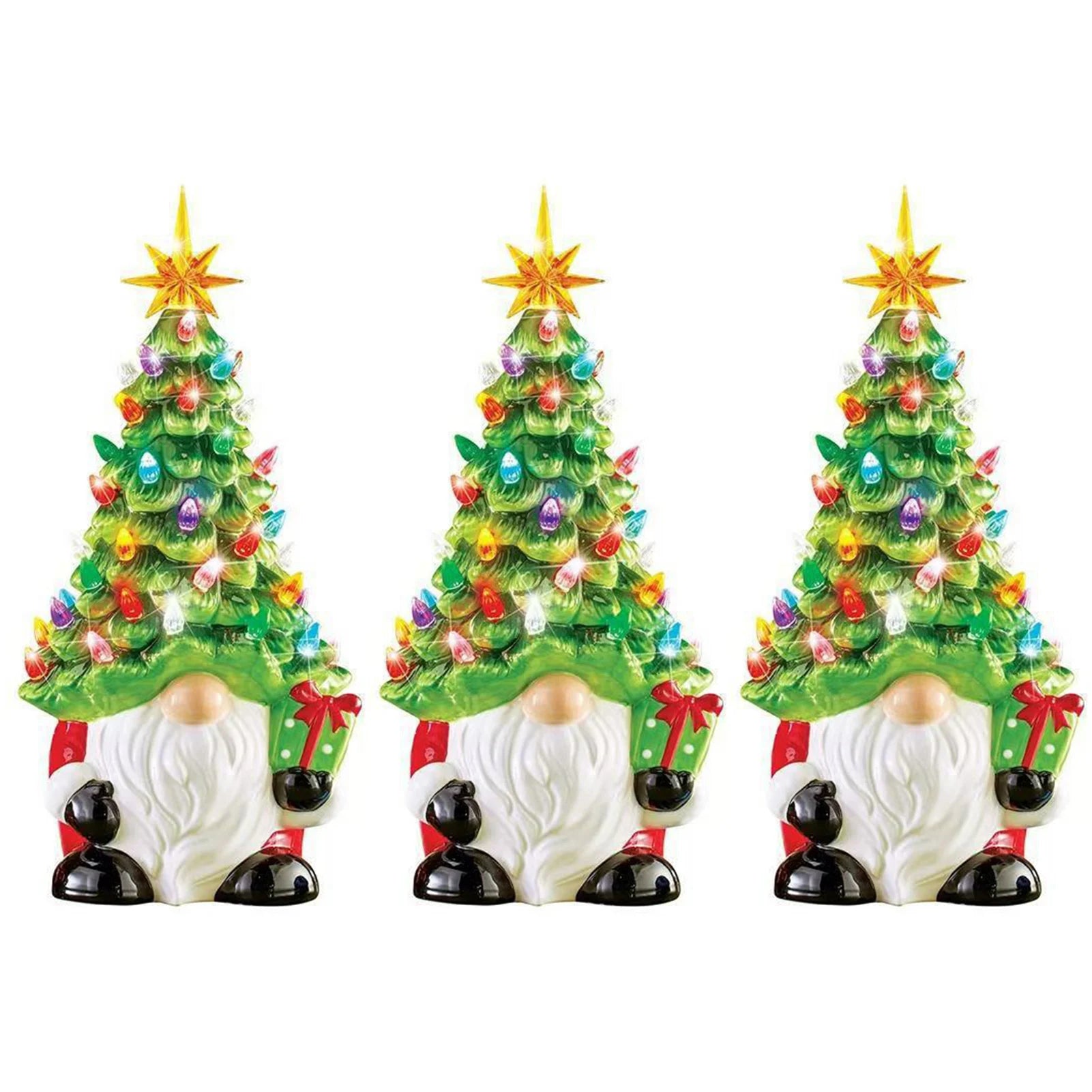 LED Lighted Gnome Christmas Ornament | Resin Tabletop Decor