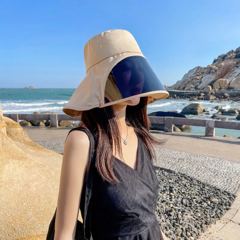 Wide Brim Full Face Cover Bucket Hat for Women Summer Beach Sun Hat with UV Protection Visor Flap Fisherman Cap Outdoor Sports Oasis Select