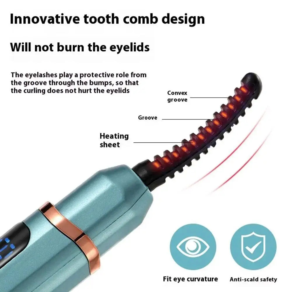 Portable Electric Eyelash Curler Heated Safety Eyelash Curle Mini Fast Heating Long Lasting Makeup Tool Oasis Select