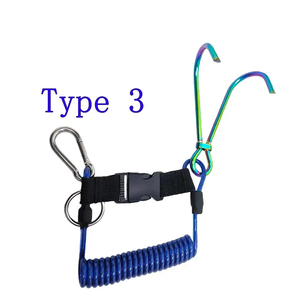Heavy-duty 316 Stainless Steel Retractable Scuba Sigle/Double Reef Drift Hook with Carabiner Oasis Select Type3