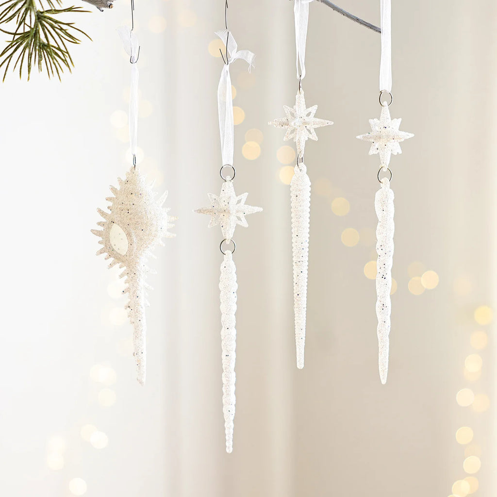 White Christmas Tree Hanging Ornaments – Candy, Chime & Wreath