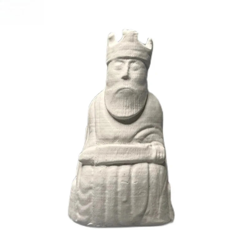 6pcs Plaster Chess Artistic Desk Statue Lewis Chess Replica Plaster Artwork Figures Sculpture Aesthetic Decor Room Ornament Oasis Select