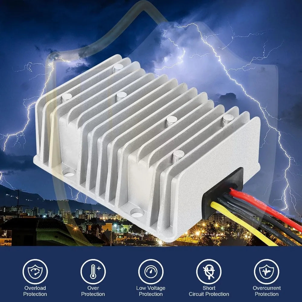 30A 360W DC 24V/36V/48V to 12V Step Down Converter Golf Cart Voltage Regulator Reducer Waterproof Buck Converter Wth Fuse Oasis Select