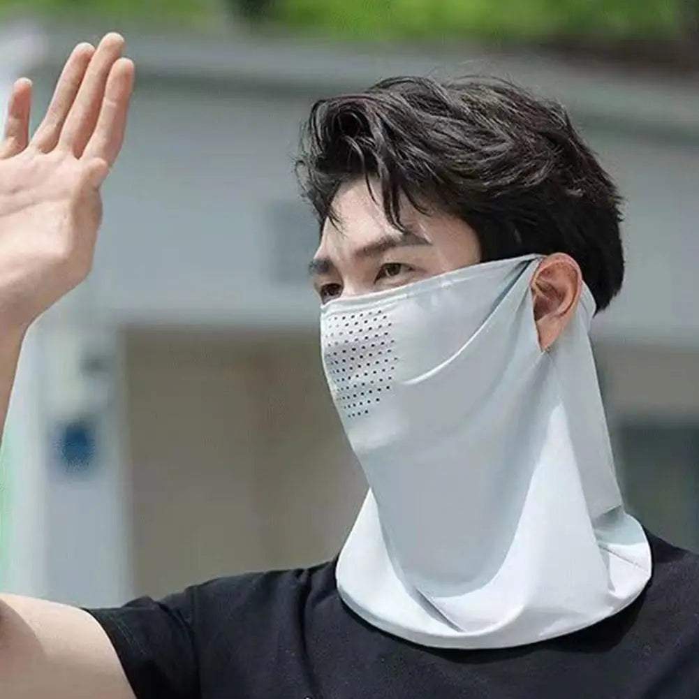 Unisex Face Scarf Breathable Ice Silk UV Sun Protection Mask Soft Adjustable Anti Ultraviolet Thin For Summer Outdoor Activities Oasis Select