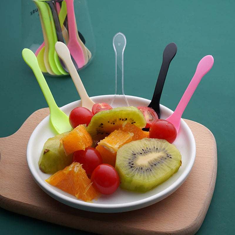 100Pcs Mini Plastic Spoons Flatware Spoons For Jelly Ice Cream Dessert Appetizer Plastic Spoon For Party Supplies Oasis Select