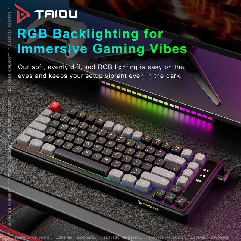 TAIDU KB01 82 Key 75% Mechanical-feel Keyboard RGB Backlight Spherical Keycaps Ergonomic Design Type-C Wired Detachable Cable Oasis Select