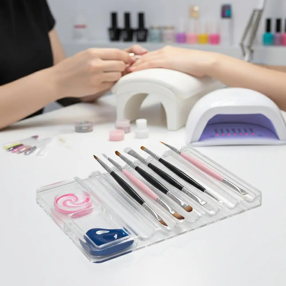 Acrylic Nail Art Brush Holder & Palette – 5-Pen Organizer Nail Art Organizer Oasis Select