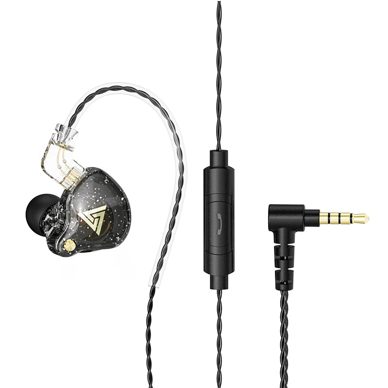 QKZ AK6 EDX Pro 1DD Earphone Copper Dual Driver inear HIFI Stereo headset Monitor Sports Earbuds With Mic Gaming Headphone ZST X Oasis Select AK6Pro Black