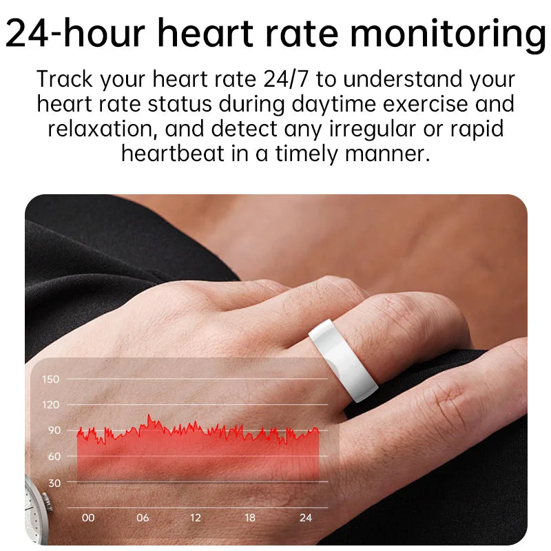 Smart Ring Men Women Health Heart Rate Sports Rings Sleep Monitoring IP68 Waterproof Smartring Wearing Without Sensation Oasis Select
