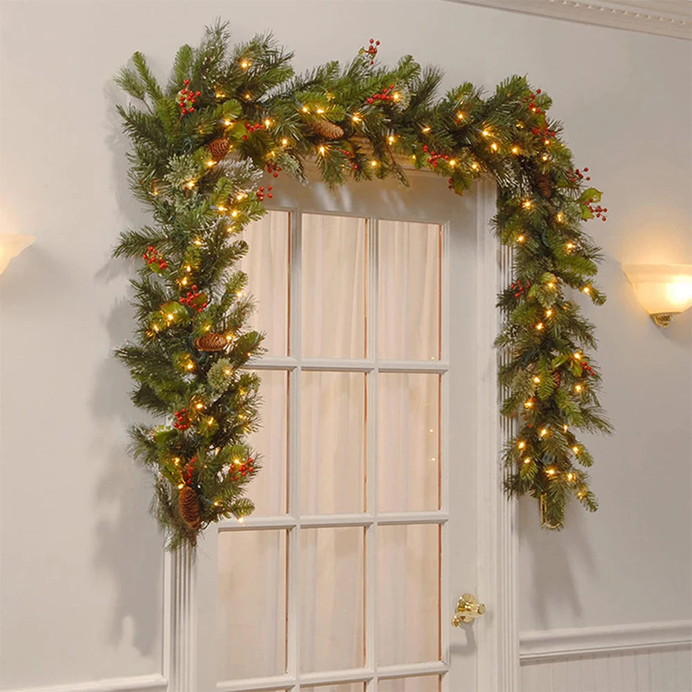 Christmas Red Berry Garland 180cm/270cm | Festive Rattan Decor
