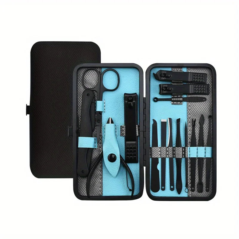 25PCS Set Professional Manicure Set Kits Stainless Steel Fingernail Toenail Clippers Set with Leather Portable Oasis Select