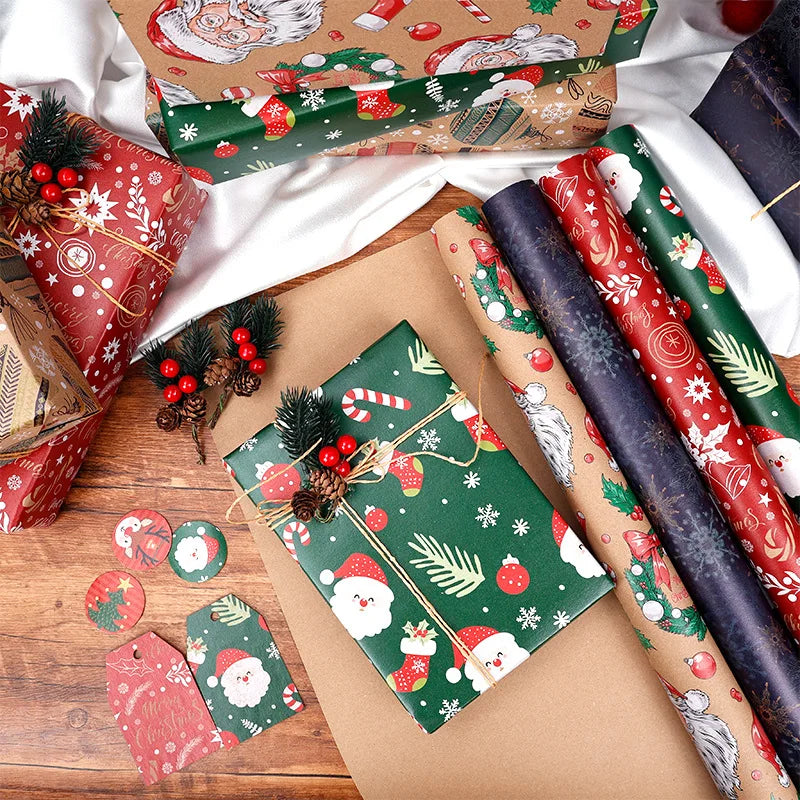 50x70cm Xmas Gift Paper Recyclable Kraft Wrapping Paper Christmas Wrapping Paper Sturdy For Wedding Winter Holiday Christmas Oasis Select