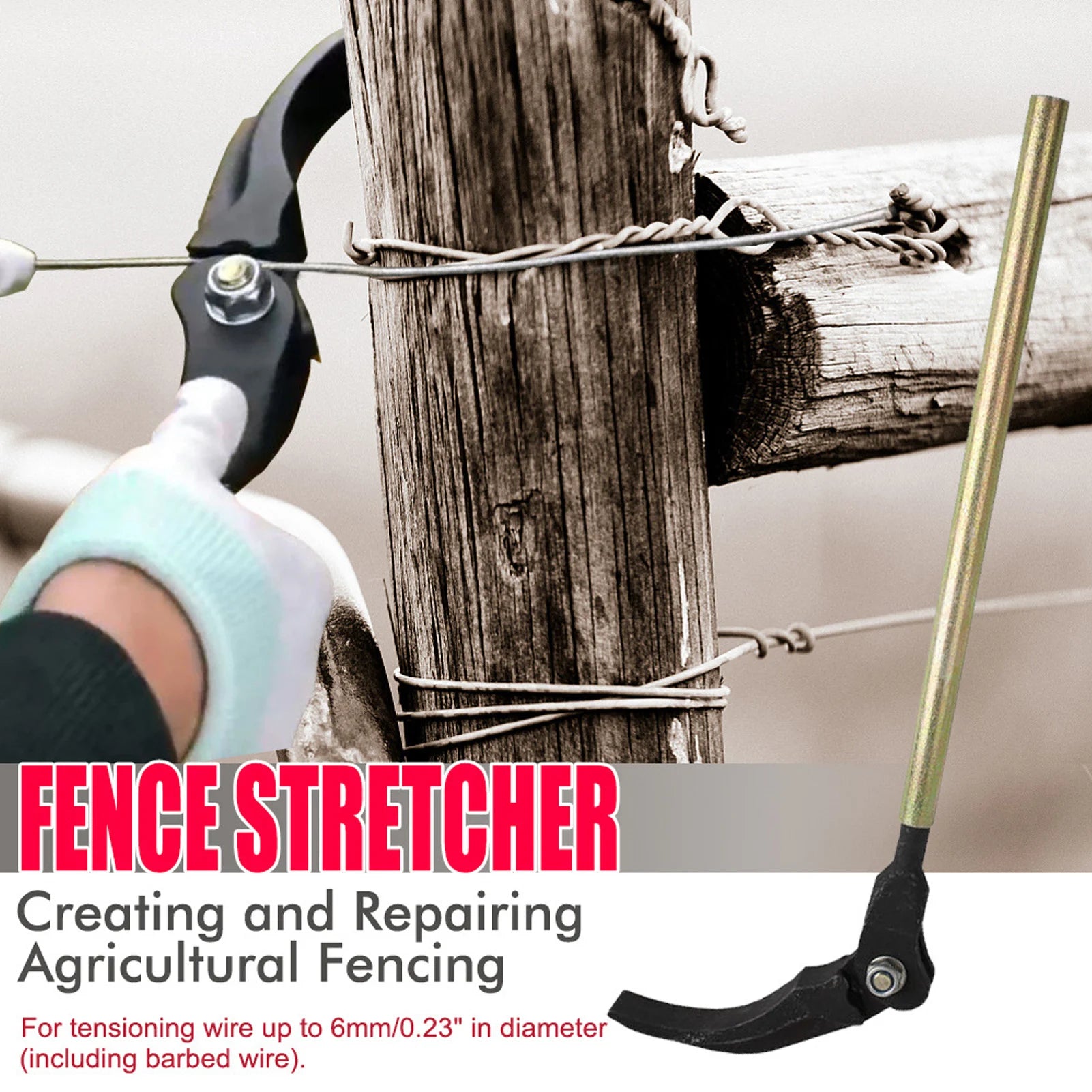 Fence Wire Stretcher Heavy Duty Carbon Steel 25.5 Inch Handle Fence Fixer Stretcher Tool for Home Fence Fixer Stretcher Tool Oasis Select