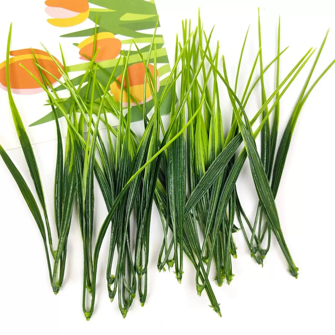 100pcs Bright Green Artificial Grass Bundles for Indoor Tabletop Greenery Spring Home Decor UV Resistant Natural Grass Bushes Oasis Select