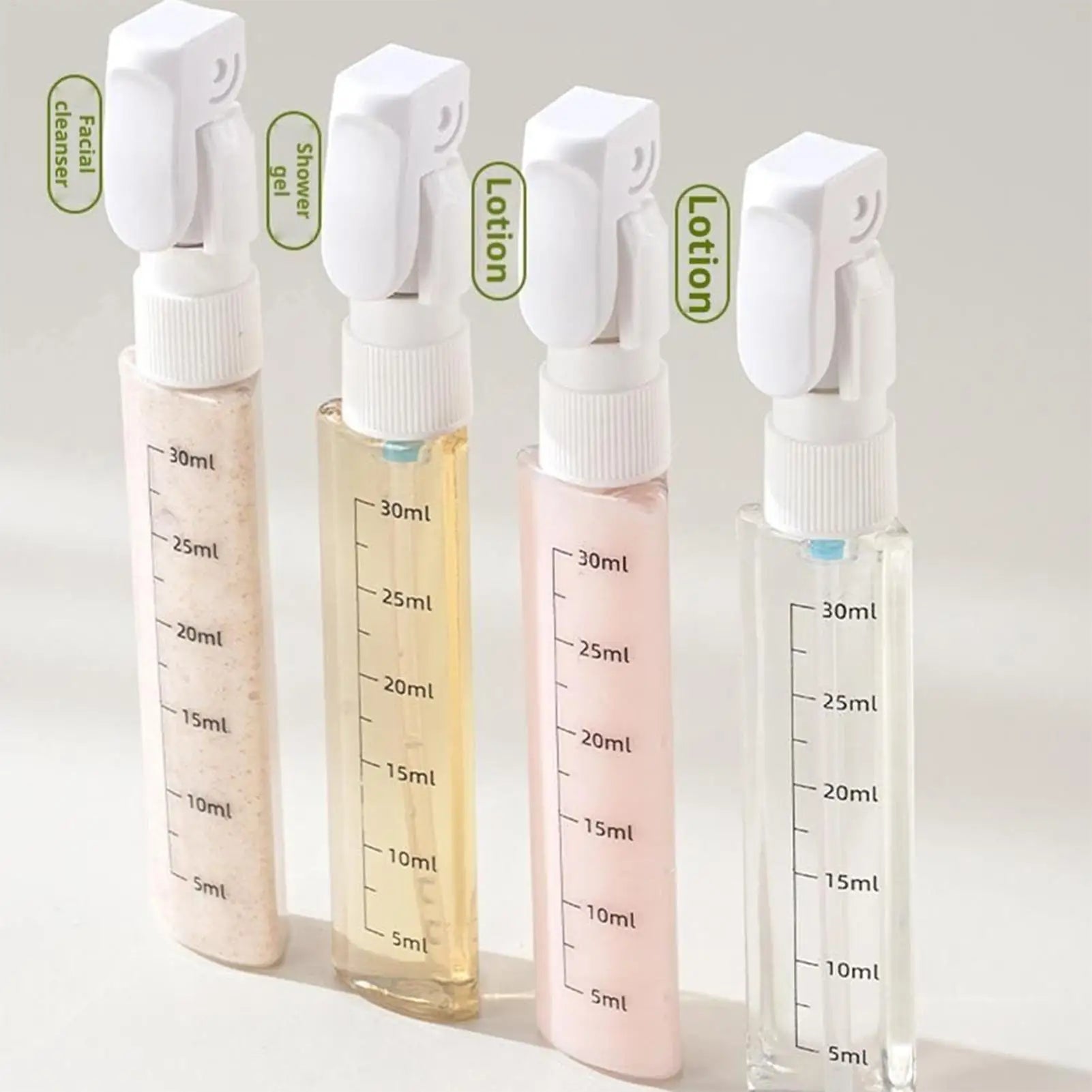4 In 1 Dispenser Portable Travel Bottles With Labels Leakproof Toiletry Container For Perfume Shampoo Conditioner Lotion Oasis Select