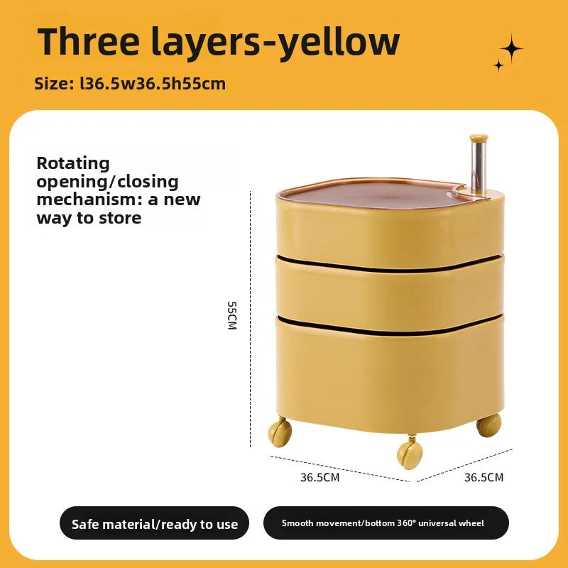 Bedside table 360 rotating mobile bedroom small cabinet Douyin Internet celebrity small storage simple locker Oasis Select 3 yellow