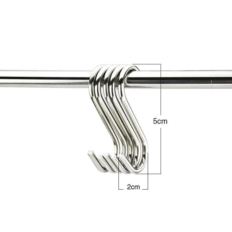 5/10/20/25pcs Stainless Steel S-Shape Hooks Multifunction Hanging Hook For Clothes Bags Towels Home Kitchen Storage Rack Holders Oasis Select 5pcs-S