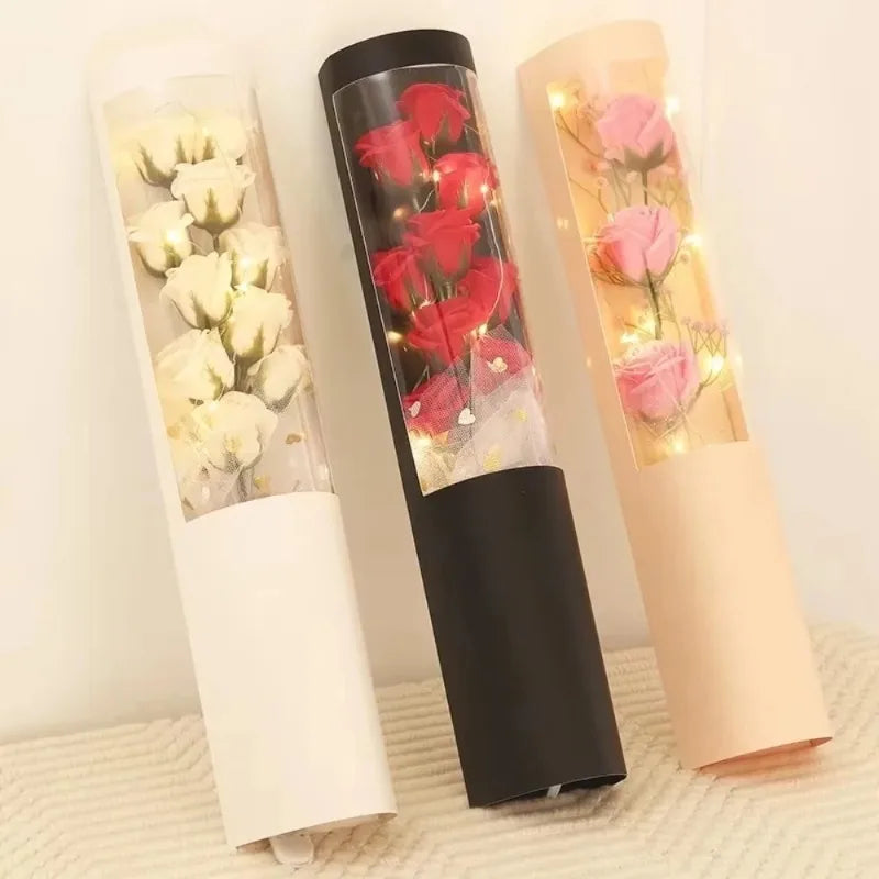 PVC Soap Rose Bouquet Mothers Day Romantic Anniversary New Year Festive Artificial Floral Gift Arrangement for Mom Oasis Select
