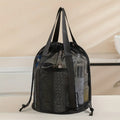Large-capacity Drawstring Mesh Beach Bag Storage Pouch, Can Be Worn As A Shoulder Bag or Carried By Hand Oasis Select black