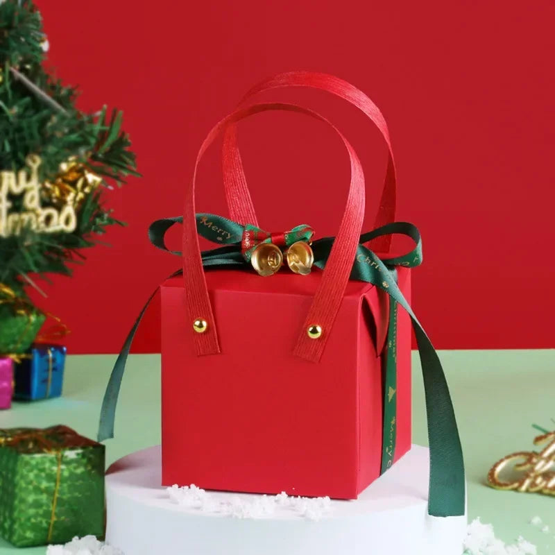 Christmas Apple Box Christmas Eve Gift Ribbon Fruit Box Gift Wrap Christmas Apple Box Noel Decoration 2022 Santa Stocking Oasis Select Red-Bow Knot Bell