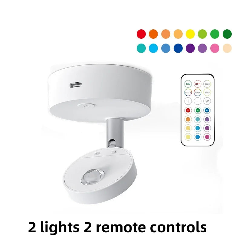 13-Color RGB LED Magnetic Spotlight – Remote Control & Dimmable