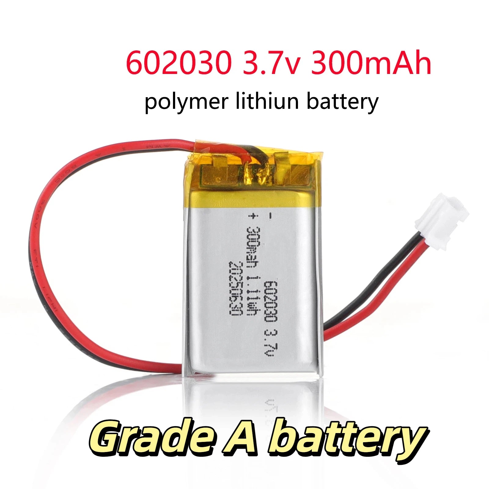 patozm 602030 300mAh Lithium Rechargeable Battery 3.7V Li-ion Polymer Battery for Bluetooth Headset Speaker Monitor Self-Timer Oasis Select