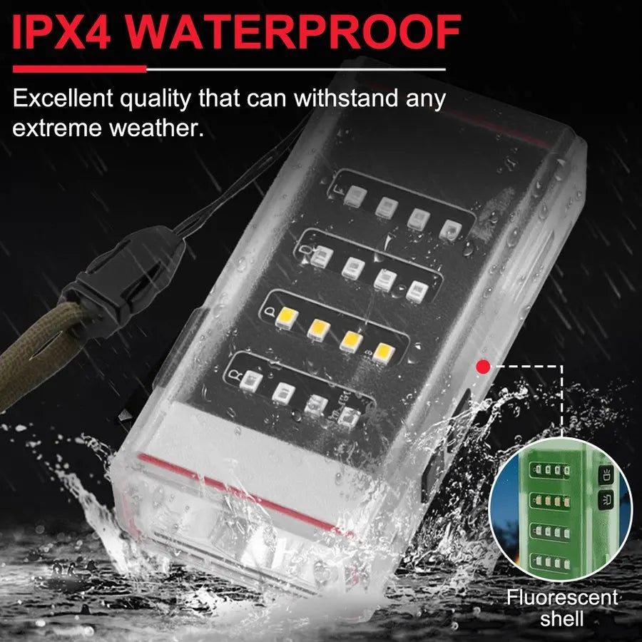 4-in-1 Rechargeable LED Flashlight Multifunctional Camping Light with White Warm Red Light Modes Waterproof Portable for Outdoor Oasis Select