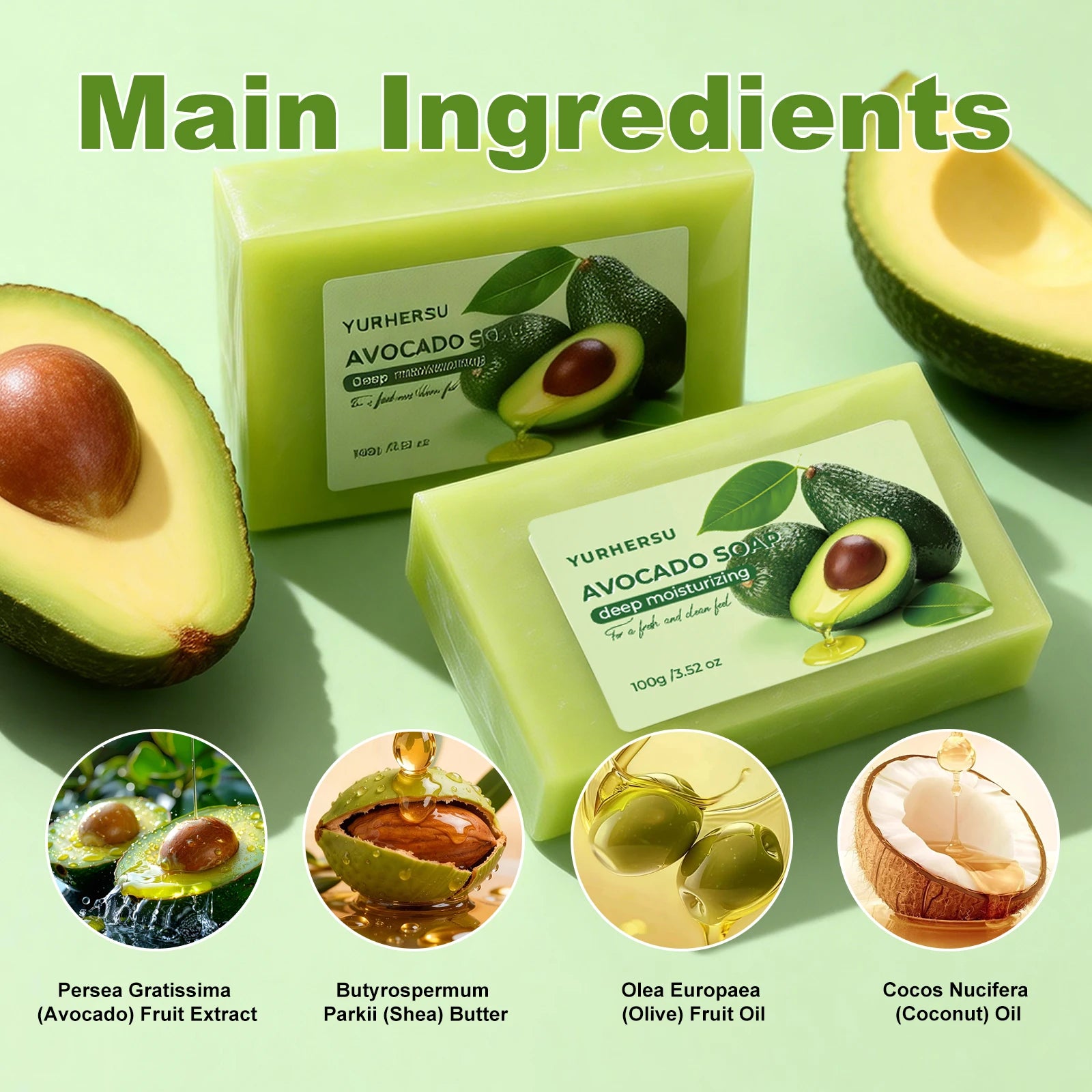 Organic Avocado Extract Soap – Hydrating Brightening Body Bar Handmade Soap Bar Oasis Select