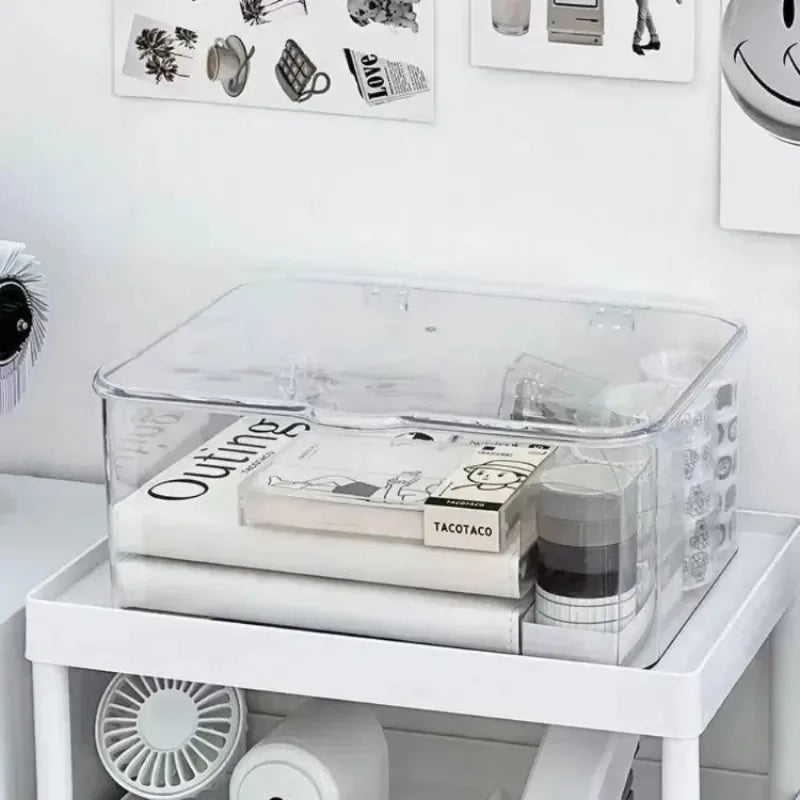 Acrylic Clear Clamshell Storage Organizer Box Multi-Purpose Stationery Essentials for Home Office Oasis Select