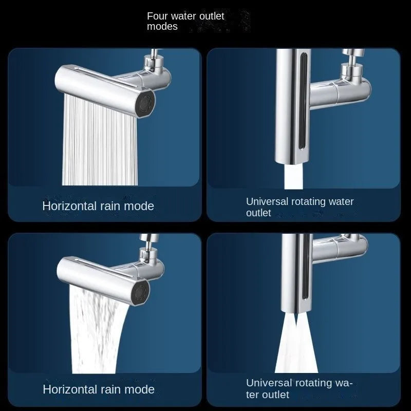Pressurized Kitchen Sink Waterfall Faucet Bubbler Splash-proof 4 Modes Spout Bathroom Basin Tap Extender Water Saving Adapter Oasis Select