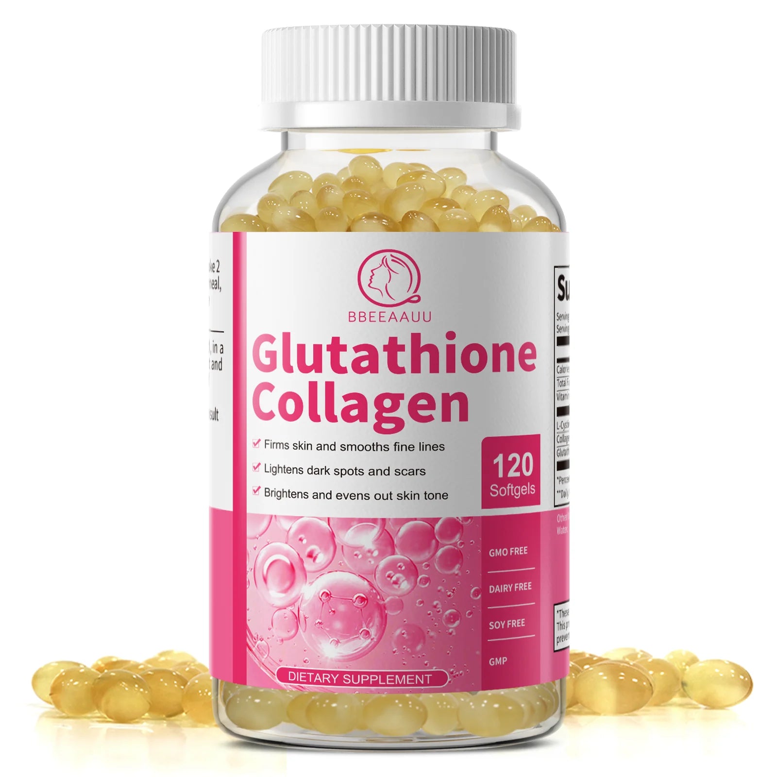 BBEEAAUU Collagen Glutathione Capsules Skin Whitening Supplement Antioxidant Support Liver Detoxification Improvement Skin Slack Oasis Select