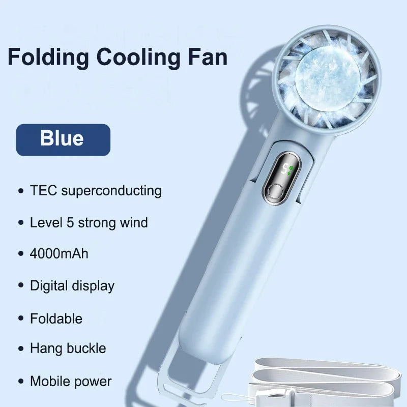 URGGU 4000mAh Handheld Cooling Fan USB Rechargeable LED Display