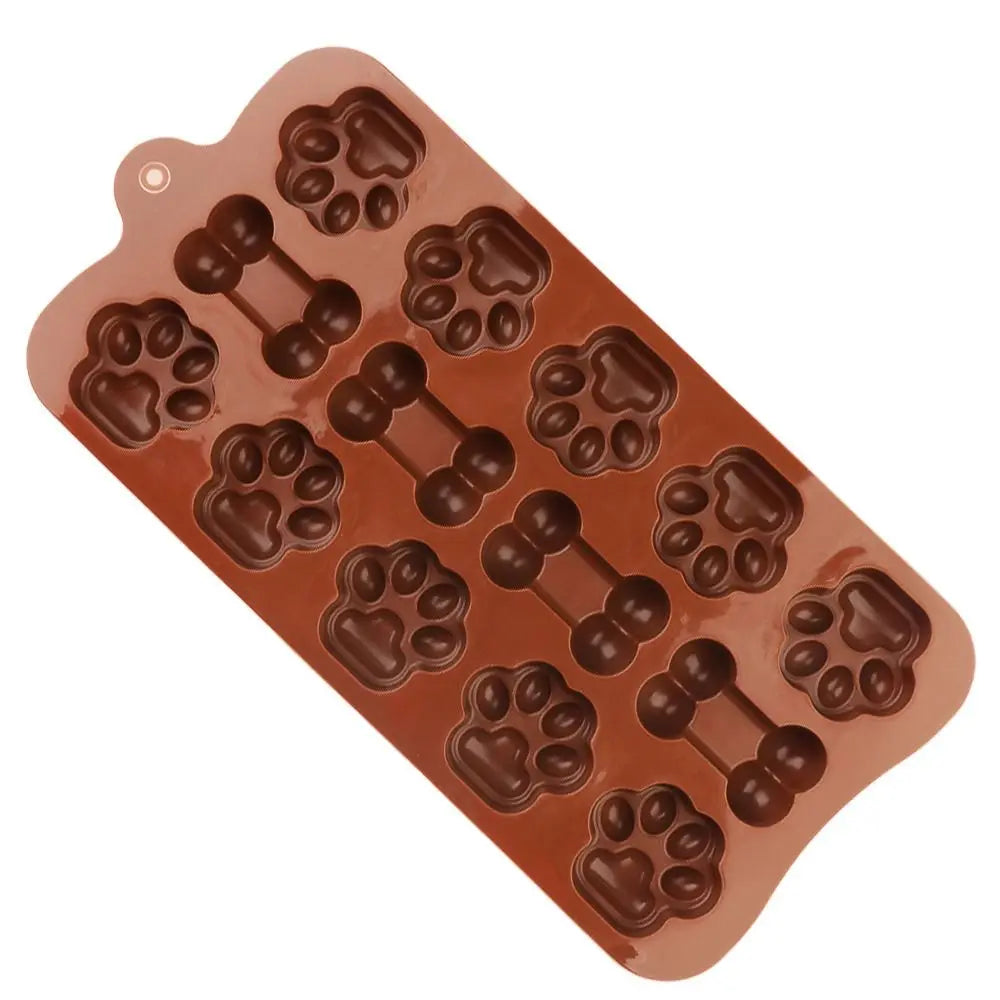 Silicone Chocolate Mold Dog Bone Cat Paw DIY Ice Tray 14 -grid Temperature Resistance -40~ 230°C Cake Baking Tool Fondant Oasis Select