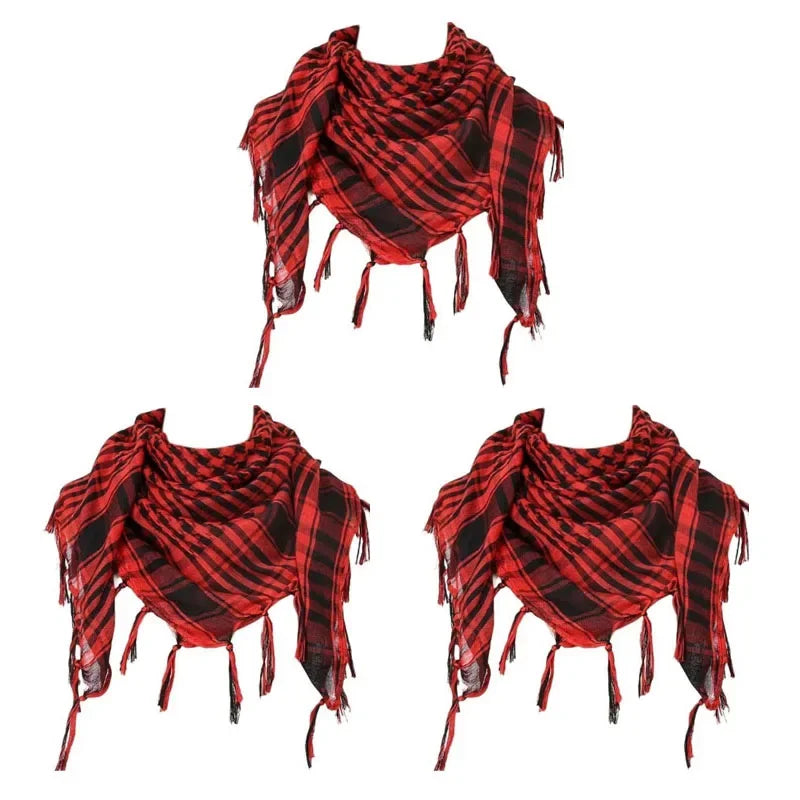 1/2/3Pcs Keffiyeh Tactical Desert Scarf Wrap Shemagh Head Neck Arab Scarf Keffiyeh Scarf Wrap For Men And Women Oasis Select 3pcs-Red