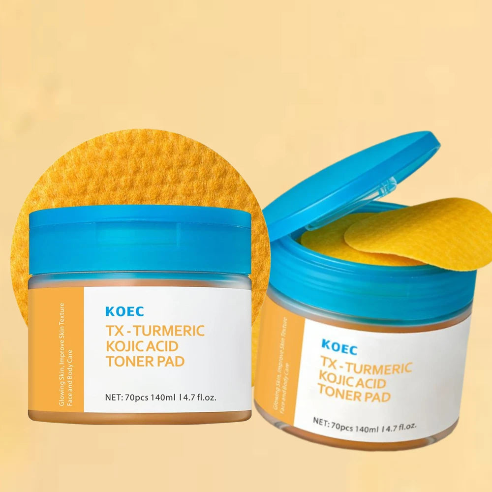 KOEC Turmeric Kojic Acid Toner Pads 70pcs Gentle Exfoliating Pads Deep Cleansing Balance Oil Smooth Skin Glowing Daily Skincare Oasis Select