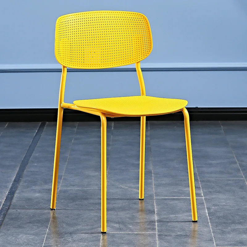 Plastic dining chair household leisure chair cafe table and chair creative backrest stool simple milk tea shop negotiation chair Oasis Select Yellow 2 pieces