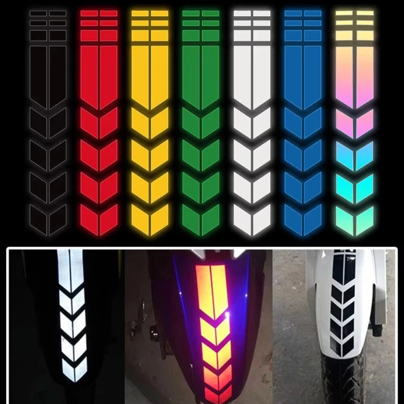 1/2/3set Universal Motorcycle Sticker With Arrows Flash Paste Waterproof Oil Resistant Reflective Sticker Motorcycle Tape Oasis Select