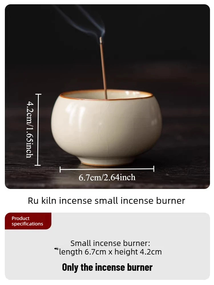 Chinese Style Ru Ware Lotus Incense Holder Desktop Sandalwood Censer Home Indoor Aromatherapy Ornament for Meditation Oasis Select Ru kiln