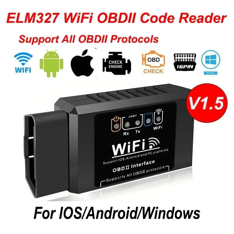 Diagnostic Tool WIFI ELM327 V1.5 OBD2 Scanner Wireless Car OBDII Code Reader Compatible with iPhone iOS Android Oasis Select