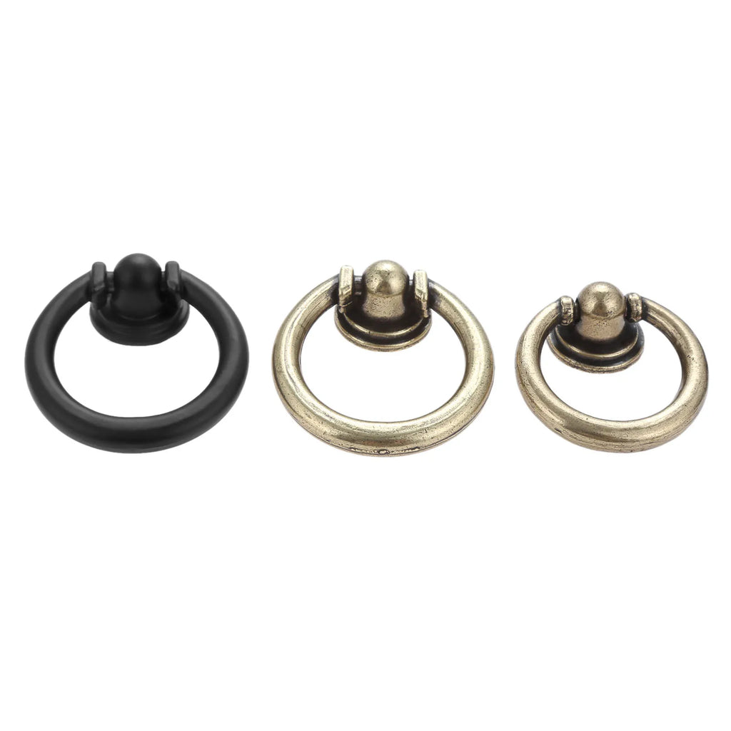 1Pc Zinc Alloy Ring Knob Bronze/Black Handle 35mm/40mm Knob For For Furniture Cabinet Drawer Wardrobe Closet Furniture Handles Oasis Select