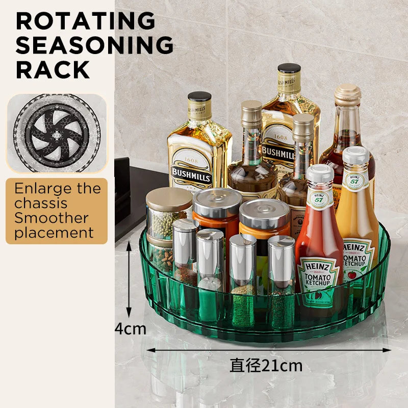 360° Rotating Plastic Storage Rack Bathroom Storage Organizer Kitchen Snack Food Oil Seasoning Bottle Storage Rack Fruit Tray Oasis Select