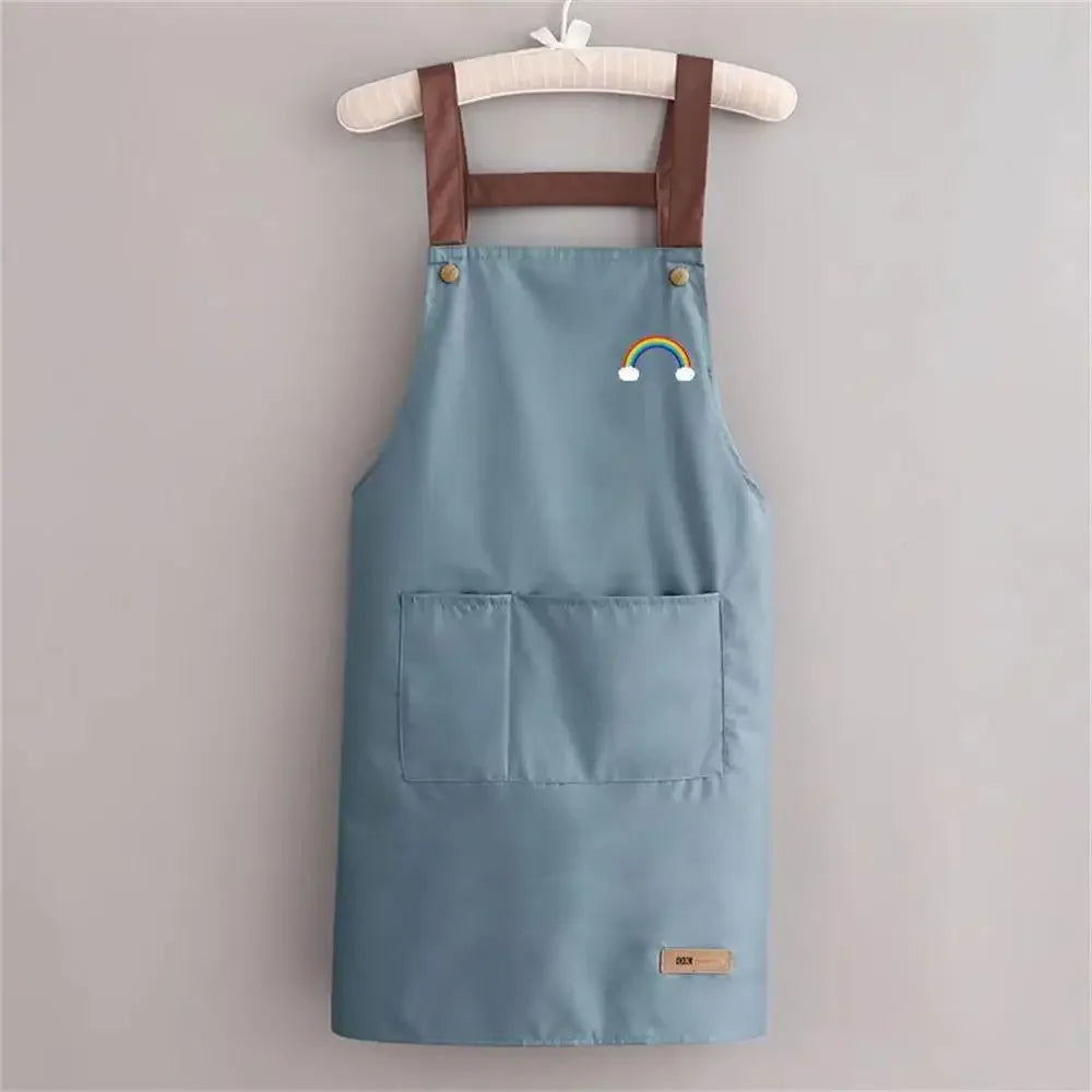 Waterproof Anti-Oil Kitchen Apron with Zipper Pocket | PVC