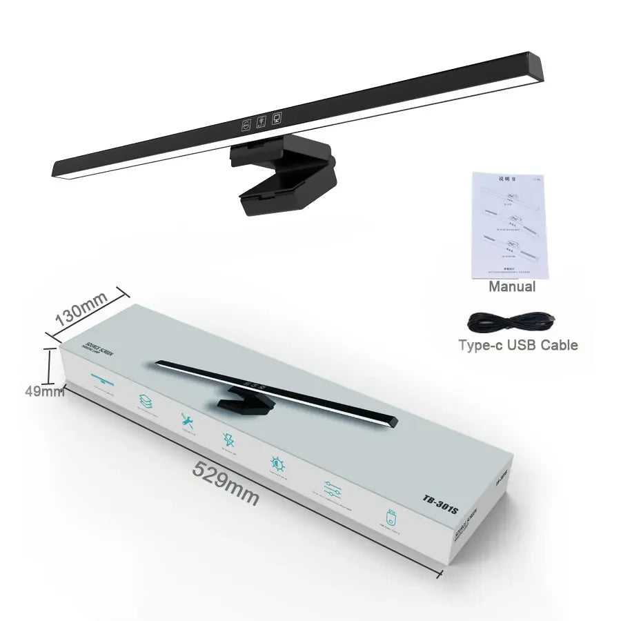 50cm Monitor Light Bar – USB LED Lamp, 3 Colors & Dimmable Monitor Light Bar Oasis Select Black