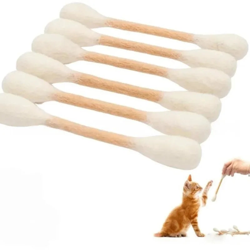Creative Large Cotton Swab Shaped Catnip Toy 6-pack Giant Kitten Grinding Biting Stick Durable Teeth Cleaning And Grinding Rope Oasis Select white-6pcs