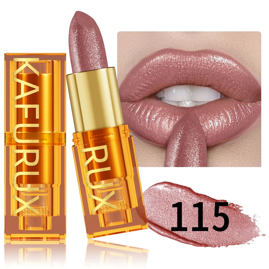 KAFURUX 16-Color Glitter Metallic Lipstick – Long-Lasting Matte