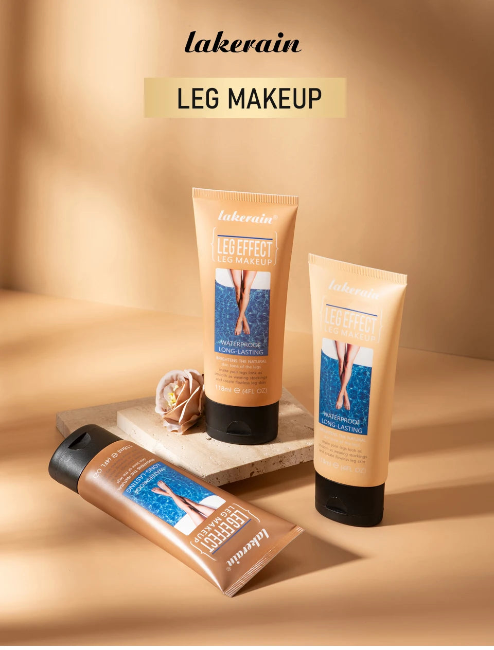 116ml Medium Bronze Body Tanning Cream Leg Makeup Foundation With Brush Waterproof Long Lasting Even Skin Tone Body Makeup Oasis Select